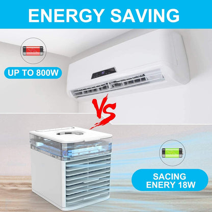 Portable Mini Air Cooler Fan with 7-Color LED Light