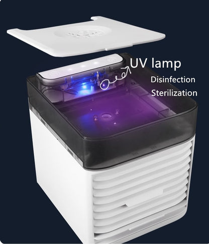 Portable Mini Air Cooler Fan with 7-Color LED Light