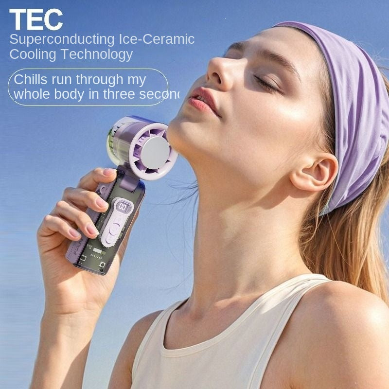 Cooling Ice Pack Handheld Fan with Rechargeable Battery