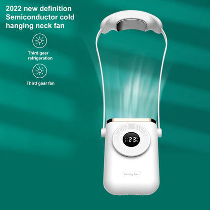 2 In 1 Hanging Neck Cooling Fan with Rechargeable Battery